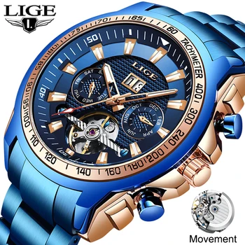 Reloj Hombre LIGE 2020 Nové Módne Pánske Hodinky Top Značky Luxusné Automatické Mechanické Hodiny Hodinky Mužov, Business Šaty Náramkové Hodinky