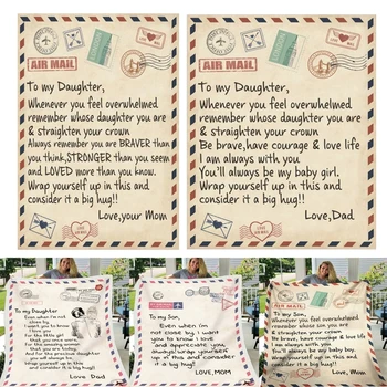Fleece Deka na svoju Dcéru, Syn, Manželka List Vytlačený Deky Air Mail Prikrývky Pozitívne Povzbudenie a Lásku