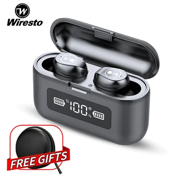 Wiresto Pravda Bezdrôtové Slúchadlá Mini Bluetooth Stereo Slúchadlá Touch Ovládania Bluetooth 5.0 Šport Slúchadlo Malé Neviditeľné Headset