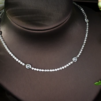 HIBRIDE Luxusné Módne Nové AAA Zirkónmi Okrúhleho Tvaru Nastavenie Svadobný Náhrdelník pre Ženy Šperky Bijoux Femme N-955