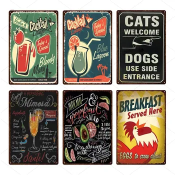 Vintage Kávy Fast Food Prihlásiť Tin Maľby Zvierat, Kovové Prihlásiť Kaviareň Pozadí Dekorácie Farmy Dvore Kovové Značky