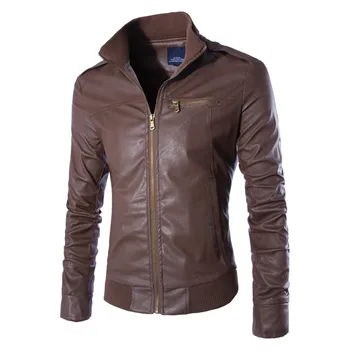 Hot predaj mužov kožená bunda módna bunda na motocykel kabát