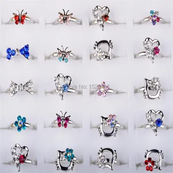 20Pcs Módne Krúžky Gor Ženy, Deti Najrôznejších Dizajn Crystal Na spoločenské Malá Veľkosť, Nastaviteľné Veľkoobchod Šperky