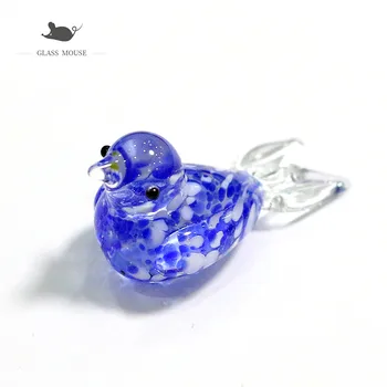 Miniatúrne Murano Skla Tmavo Modrý Vták Figúrka Japonskom Štýle Domov Záhrada Dekor Príslušenstvo Krásne Handmade Zvierat Socha Ozdoby