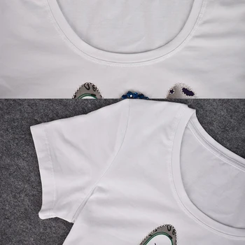 IZEVUS NOVÉ Žien T-Shirt Short Sleeve T-Shirt 3D 3 Obuv Tlač Korálkové Bavlna Fashion T-Shirt Úsek Bavlna Top