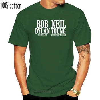 Bob Dylan Neil Young Turné Logo pánske Čierne Tričko Veľkosť S - 3Xl Kolo Krku Tee Tričko