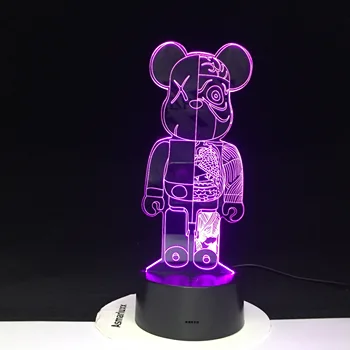 Cartoon Medveď Roztomilý 3D LED Nočné Svetlo Žiarovky Dekorácie Svetlá Dieťa Darček Novinka Atmosféru Dotyk Náladu stolná Lampa Láva Dropship 3109