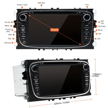 Eunavi 2 Din Android 10 autorádio dvd pre Ford focus 2 Mondeo, S-MAX, C-MAX a Galaxy Transit Tourneo stereo GPS Navigácie DSP WIFI