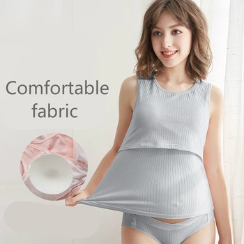 Materskej Breasfeeding Oblečenie Podprsenka Bavlnené Pyžamá Pre Tehotné Ženy, Dojčiace Oblečenie Pre Voľný Čas Pevné Tehotenstva Sleepwear Vesta Tričko 2020
