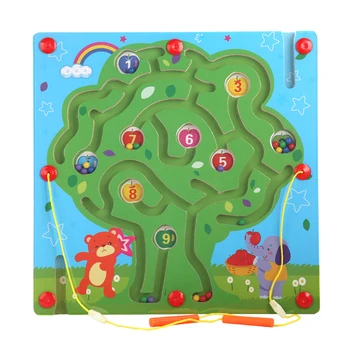 Veľká Veľkosť Zvierat Kocka Bludisko Puzzle, Hračky, Drevo Čarovná Trať Hry Magnet Pre Deti Montessori Výchovy Rovnováhu Magnetické Bludisko