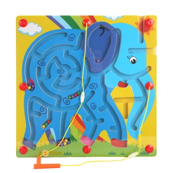 Veľká Veľkosť Zvierat Kocka Bludisko Puzzle, Hračky, Drevo Čarovná Trať Hry Magnet Pre Deti Montessori Výchovy Rovnováhu Magnetické Bludisko