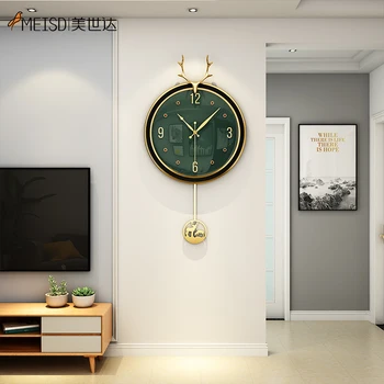 MEISD Nordic Dizajn Veľké Nástenné Hodiny Kyvadlo Wall Art Obývacia Izba Živice Hodinky Quartz Tichý Domova Zelenej theme Horloge Hot Predaj