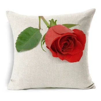 3D Efekt Red Rose Vankúš Krásne Čerstvé Ruže Kvetinový Vankúše Domov Gauč Dekoratívne Béžová Bielizeň, obliečky na Vankúš