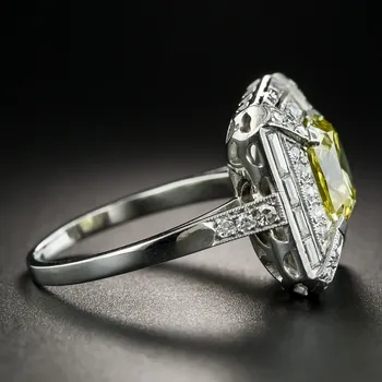 925 Sterling Silver Krásne Ženy Snubné Prstene 2ct stvorené Svetlo Žltá Spinelovou S Micro Spevnené Jasné, Zirkón Krúžok Pre Dievča