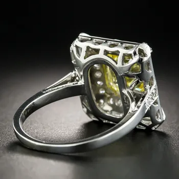 925 Sterling Silver Krásne Ženy Snubné Prstene 2ct stvorené Svetlo Žltá Spinelovou S Micro Spevnené Jasné, Zirkón Krúžok Pre Dievča