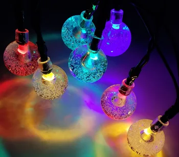WorldSky Solárne String Svetlá Vonkajšie Multicolor 30 LED Crystal Ball Vianočné Stromčeky Garden Party Dekor Sen Rozprávky na Čítanie