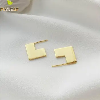 Geometrické Drop Náušnice Pre Ženy 18k Gold Real 925 Sterling Silver Earings Módne Šperky Vysokej Kvality Femme Jednoduché Flyleaf