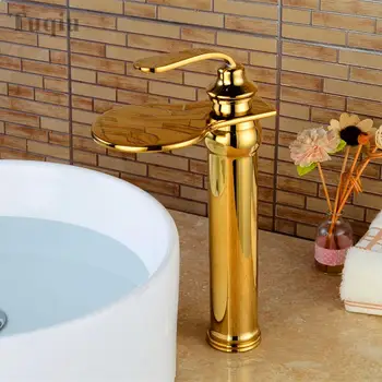 Zlato/chróm/black mosadzné kúpeľni, umývadlo, batérie,jednej páky vodopád povodí kohútik vodovodu zmiešavač