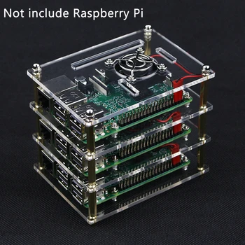 Raspberry Pi 4 Akryl Prípade Multi-layer Kryt Box Shell s CPU Chladiaci Ventilátor Chladiča pre Raspberry Pi 3 Model B 3B Plus 2B