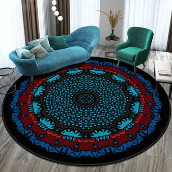 Maroko vintage etnických mandala kolo koberec Non-slip Balkón konferenčný stolík visí kôš domov crystal velvet dekorácie mat