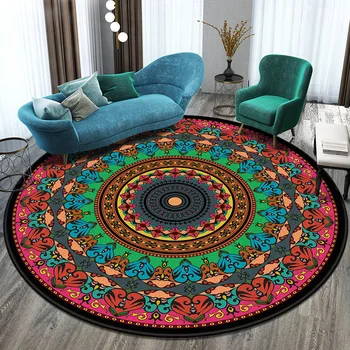 Maroko vintage etnických mandala kolo koberec Non-slip Balkón konferenčný stolík visí kôš domov crystal velvet dekorácie mat
