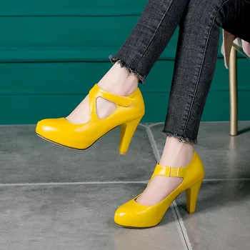 MORAZORA 2020 Plus veľkosť 33-48 ženy čerpadlá hrubé vysoké podpätky platforma strán topánky letné plytké topánky žena, čierna, žltá