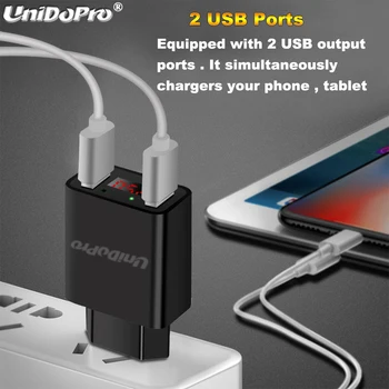 UNIDOPRO LED Displej 2 USB Nabíjačka Telefónu EÚ Zapojte Max 2.2 Smart Rýchle Nabíjanie Mobilných Sieťovej Nabíjačky pre iPhone Všetky Smartphony