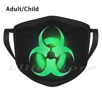 Zelená Biohazard Symbol Zábavné Vytlačiť Opakovane 590 Šatku Masku Na Tvár Biohazard Zelený Symbol Na Black Žiariace Pozadí