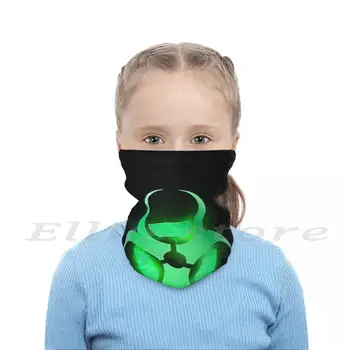 Zelená Biohazard Symbol Zábavné Vytlačiť Opakovane 590 Šatku Masku Na Tvár Biohazard Zelený Symbol Na Black Žiariace Pozadí