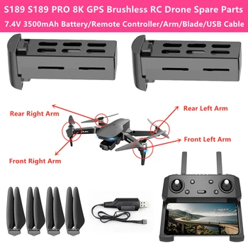 S189 S189 PRO GPS Striedavé 8K RC Drone Náhradné Diely 7.4 V, Batéria 3500mAh/Diaľkový ovládač/Drone Arms/Blade/USB Nabíjací Kábel