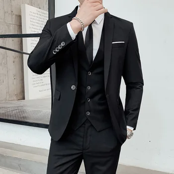 (Bunda + Nohavice + Kravatu) Luxusné pánske Svadobný Oblek Muž Priekopník Slim Fit Vyhovovali Business Bežné Formálnej Strany Classic 4 Farby