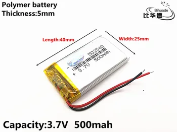 3,7 V 500mAH 502540 Polymer lithium ion / Li-ion Nabíjateľnú batériu, pre DVR,GPS,mp3,mp4
