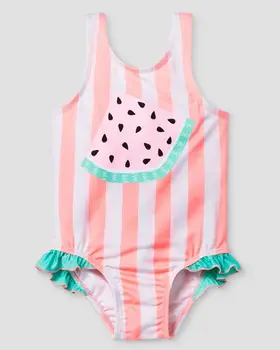 2019 Nové Letné Batoľa Detský Baby Girl Stripe Plavky, Plavky Roztomilý Melón Volánikmi Plávanie Bikiny, Plavky Celé Plavky