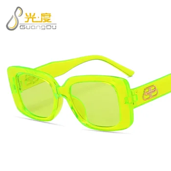 Nový príchod 2020 obdĺžnik futuristické okuliare ženy muži uv400 zelená leopard biela slnečné okuliare retro oculos de sol feminino