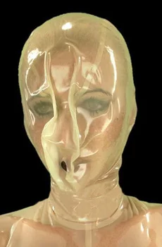 Prírodný latex black/telo gumy hlavu kapucňu Fetish cosplay Maska