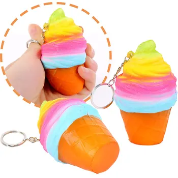Mäkké Rozmliaždeniu ice cream jumbo keychain roztomilý ruky anti-stres squishies squeeze pomaly rastúce hračka kit squishi dekoratívne doplnky