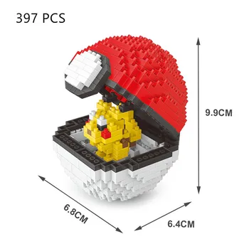397/440PCS Pokemon Loptu Stavebné Bloky Mini Častice Budovy Montovanej Pokémon Pikachu Kreslené Animácie Vzdelávacie Hračky