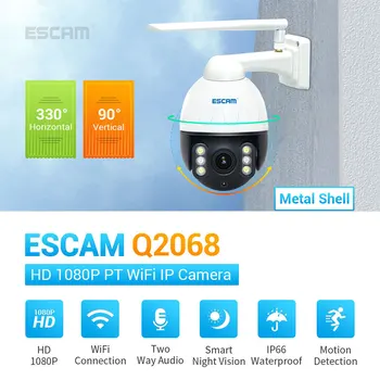 ESCAM Q2068 1080P Pan/Tilt WiFi Vodotesný IP Kamery, Podpora ONVIF Dve Spôsob, ako Hovoriť Nočné Videnie S Kovovým plášťom