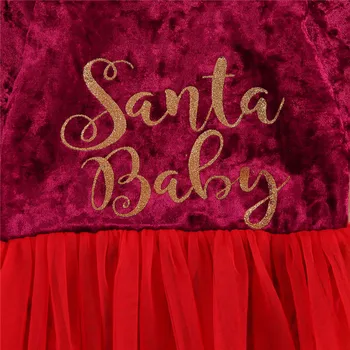 Batoľa Detský Baby Girls Long Sleeve List Tlač Vianoce Tutu Šaty Romper Kombinézach Jednodielnych+Hlavový Most Oblečenie Vianočné Oblečenie