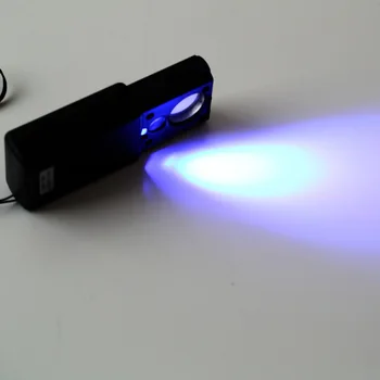 1pcs 30X 60X LED Mini Pocket Lupa Zväčšovacie Strane zväčšovacie sklo Prenosné Klenotník Mikroskopom Mene UV Detektor Len Horúce Predaj