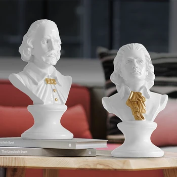 Shakespeare &Mozart hlavu portrét poprsie Veľké živice sochy na dekoráciu živice umenie a remeslá socha náčrt praxi
