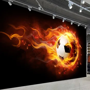 Vlastné 3D Plagát Nástenné Maľby Tvorivé Futbal Plameň Foto nástenná maľba Tapety Pre Deti Miestnosti, Obývacej Izby, Spálne Dekorácie Papier