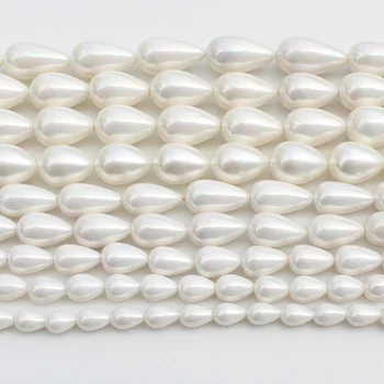 Bielou Shell perlou 5-18 mm kvapka Vody Voľné Korálky 15