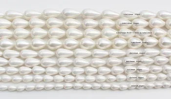 Bielou Shell perlou 5-18 mm kvapka Vody Voľné Korálky 15