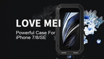 Pôvodná Láska Mei Silný puzdro Pre iPhone SE 2020/iPhone 8/7 Nepremokavé Shockproof Hliníkové puzdro s voľným Tvrdené Sklo