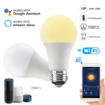 15W Smart WiFi Žiarovky E27/B22 Stmievateľné LED Lampa APLIKÁCIE Smart Prebudiť Nočné Svetlo Kompatibilné S Amazon Alexa Domovská stránka Google