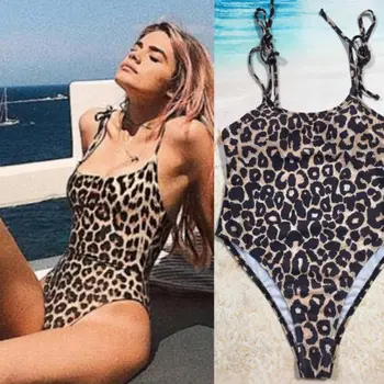 2018 Hot Jednodielne Plavky Ženy Dot Leopard Plavky Retro Vintage Plavky Celých Plavkách, Plus Veľkosti Plaviek