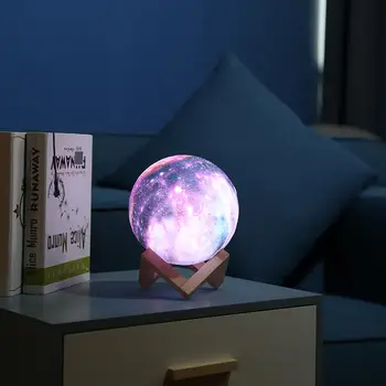 Nový Príchod Dropship 3D Tlač Hviezdy, Mesiac Lampa Farebné 16 Farieb Zmeniť Dotykový Spínač USB Nočné Svetlo Kreatívny Darček Domova
