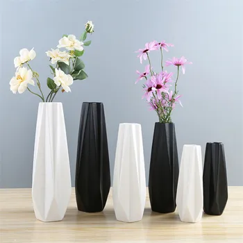Moderné, Jednoduché Keramické Vázy Biela/Čierna Stola Origami Váza Európskej Módy Kvetináč Kreatívne Svadobné Dary Domáce Dekorácie