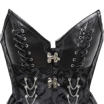 Sexy Korzet Ženy Paródia Underbust Bustier Gotický Korzet Steampunk Ocele Vykostené Kombinézu Shapewear Black Plus Veľkosť 2XL 2020